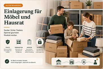 Familie mit Kindern beim gemeinsamen Packen von Umzugskartons