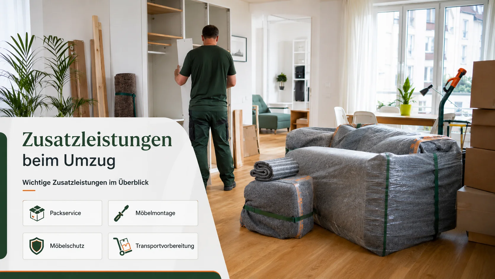 Zusatzleistungen beim Umzug mit Packservice und Möbelmontage